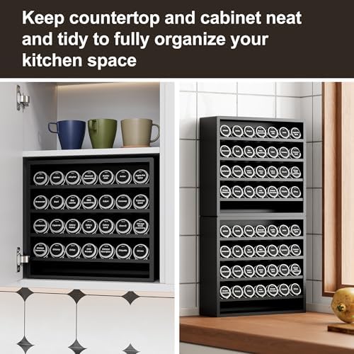 4 Tier Spice Rack Organizer for Cabinet, Freestanding Bamboo Seasoning Rack for Countertop, Cupboard, Pantry, Kitchen, 13.18 x 4.13 x 12.2 inches(Spice Jars Not Included), Black