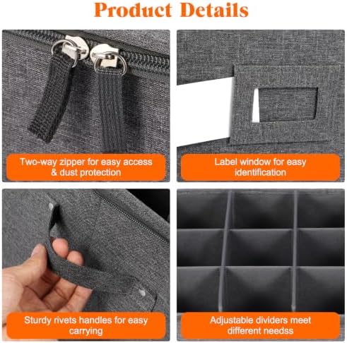 Mug Storage Box with Dividers, Hard Top Coffee Cup Storage