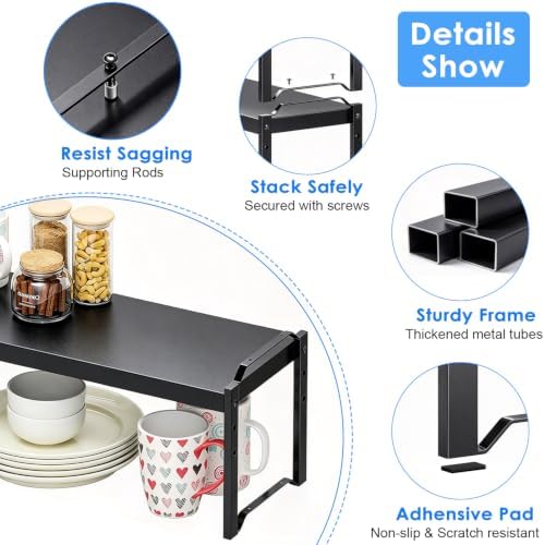 Expandable Cabinet Shelf Organizer, Adjustable kitchen Countertop Storage