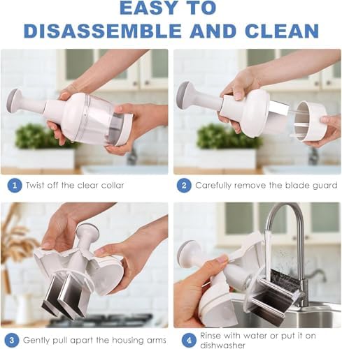 Pamperεd Chef Food Chopper, Vegetable Chopper, Onion Chopper, Garlic Chopper, Manual Hand Chopper For Vegetables Salads Onion Ginger Carrot Garlic Fruit Nuts, Dishwasher-safe, White, Easy to Clean - Image 5