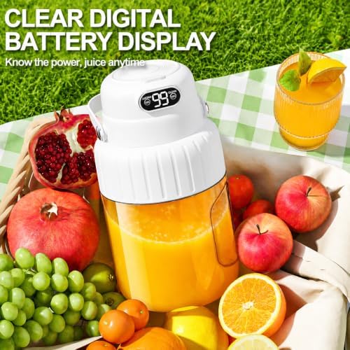 Portable Blender for Smoothies juicer, 33.8 oz Personal Blender with Ice-Crushing, 32-Blade Steel Head, Digital Display, Type-C Charging, Leak-Proof for Outdoor, Camping, Fitness (White) - Image 3