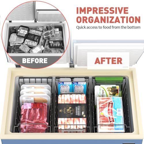 Freezer Organizer Bins for 5-7 Cu.FT Chest Freezer, 4 Pack Black