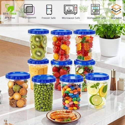 15 Pack 34oz Soup Freezer Storage Containers with Twist Lids for Meal Prep