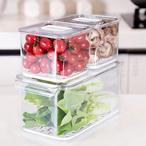 Fridge Produce Saver Food Storage Bin Containers, Refrigerator Food Fruit Vegetables storage Produce Saver Produce Saver Containers, Stackable Freezer Fridge