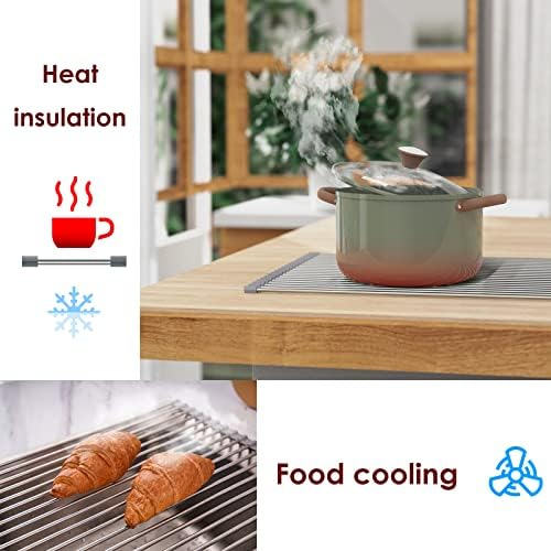 Roll Up Dish Drying Rack Over Sink, SUS304 Steel, 17.8x15.7,Gray
