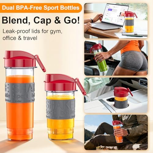10-Piece Portable Personal Blender, 650W Smoothie Blenders - Image 3