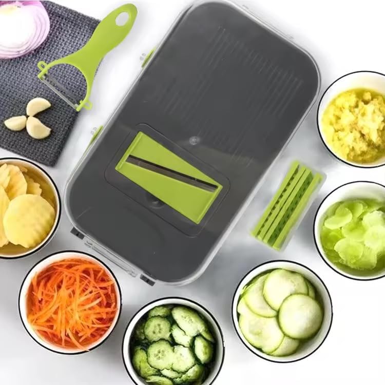 Vegetable chopper & Fruit Chopper, Mandolin Food Slicer, Veggie Shredder with Container, Essential Kitchen Gadgets (22 in 1)