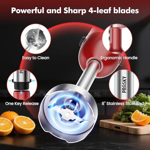 Immersion Blender Powerful Four Blades, Hand Mixer 5-in-1 with 20-speed, 1200W One-button Disassembly and Washing, Suitable for Kitchen Making Soups, Protein Shakes and Baby Food - Image 3