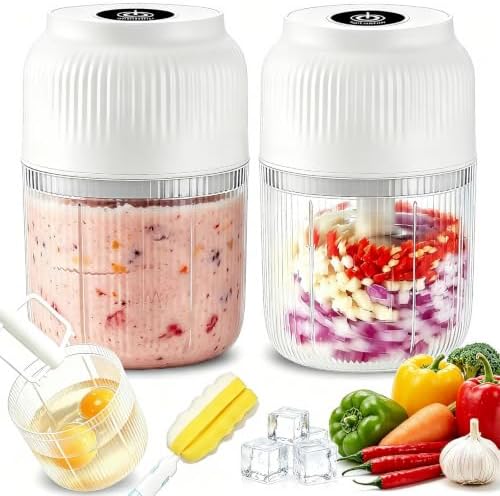 Household Electric Garlic Crusher, 2026 Upgraded 6 Blade Electric Garlic Chopper, Usb Rechargeable Cyclone Food Chopper for Garlic, Onion, Ginger, Chili And Fruit (2pc-White) by Unknown