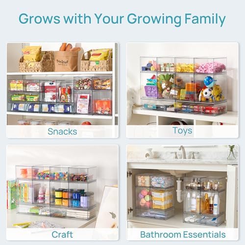 Clear Stackable Storage Drawers Set of 4, Baby Bottle Organizer