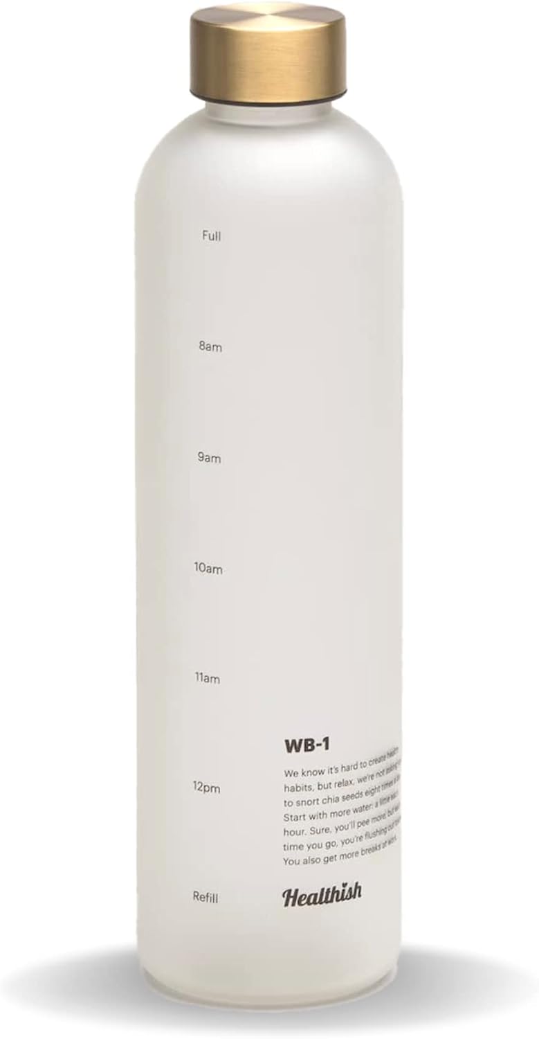 Motivational Water Bottle, Hourly Time Marked, 1L 33oz, Hydration Tracker