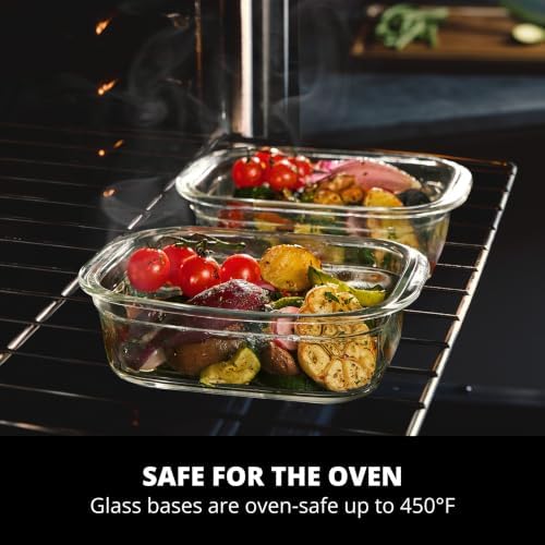 Brilliance Glass Storage 4.7-Cup Food Containers with Lids Set of 3 Clear