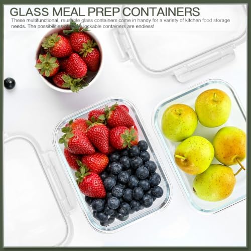 10 Packs 30 oz Glass Meal Prep Containers with Lids, White