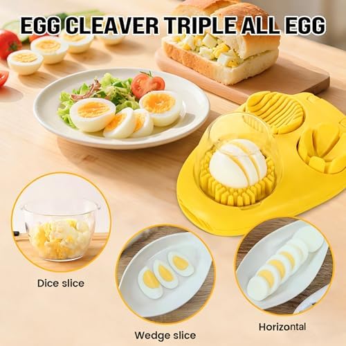3-in-1 Egg Slicer with 3 Slice Modes, Dishwasher Safe,yellow - Image 4