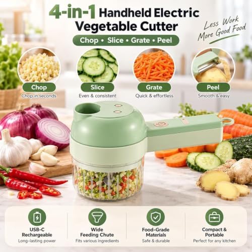 4 In 1 Handheld Electric Vegetable Cutter, Wireless Vegetable Cutter，2PCS-B - Image 4