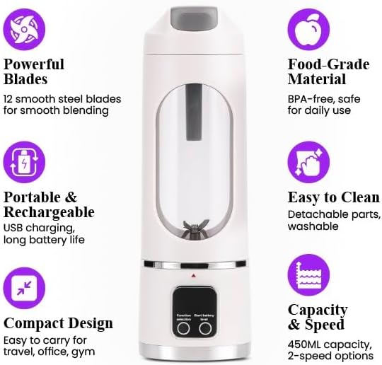 Portable Blender for shakes and Smoothies (White)