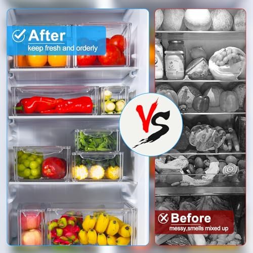 10 Pack Food Storage Organizer Bins, Clear Pantry Containers with Lids