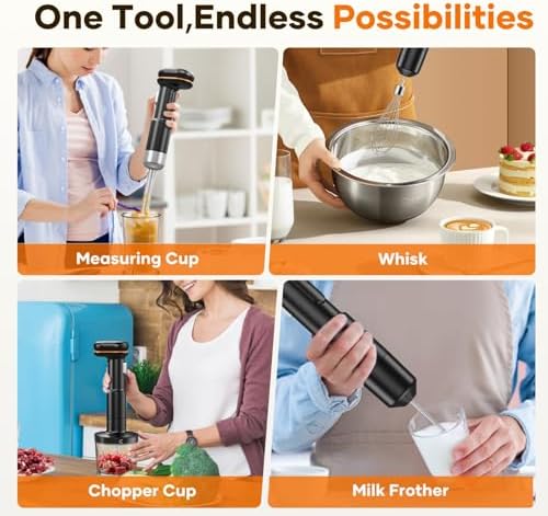5-in-1 Cordless Immersion Blender with for Removable 6000mAh Battery