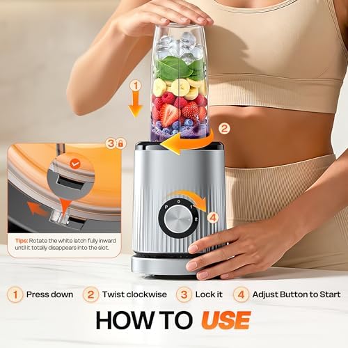 Turelar Smoothie Blender for Shakes and Smoothies with 2*16.9oz To-Go Cups - Image 2