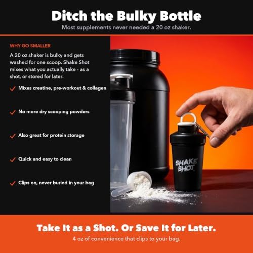 Black 4oz Mini Shaker Bottle for Creatine, Pre Workout, Matcha - Image 3