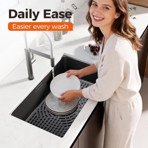 Silicone Sink Protector for Kitchen Sink, 26"x14" Center Drain