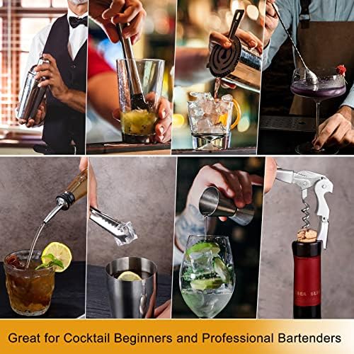 30pcs Mixology Bartender Kit with Stand, 25oz Bar Set Cocktail Shaker Set, Professional Bartending Kit Home Bar Tools Set Bar Accessories