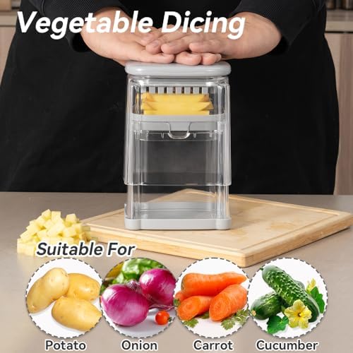 Badelite French Fry Cutter 3 in 1 Potato Onion Chopper Multifunction Egg Apple Slicer Kitchen Vegetable Cutter Dicer for Cucumber, Tomato, Zucchini, Carrot, Citrus Stainless Steel Blade - Image 3