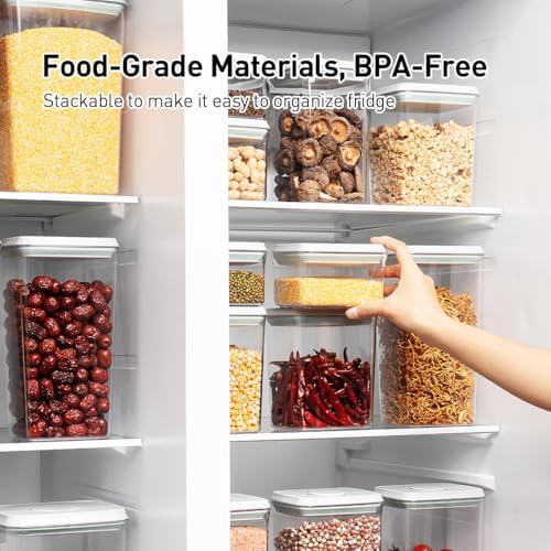 Pop Food Storage Containers Set, 6Pcs Airtight Containers with Lids for Kitchen Pantry Organizers and Storage,One Button Opening BPA-Free Food Containers for Cereal Flour Sugar(0.6, 1.3, 1.9Qt)*2