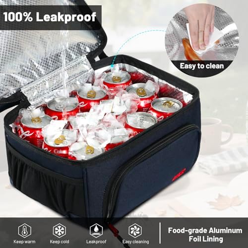 Lunch Box for Men Dual Compartment Adult Lunch Bag for Work, Dark Blue