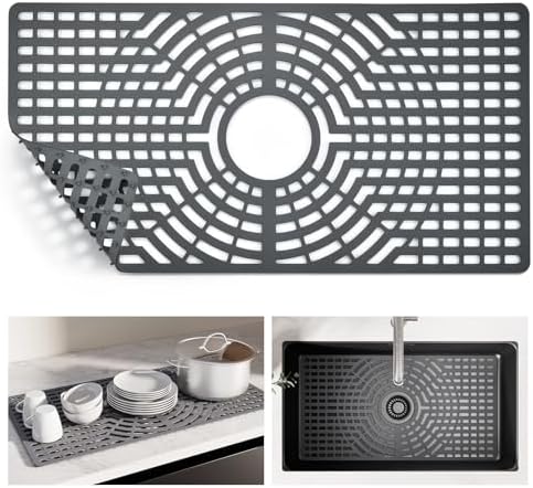 Silicone Sink Protector for Kitchen Sink, 30"x16" Center Drain
