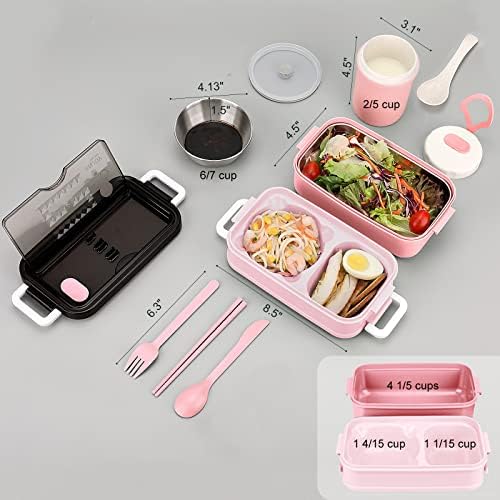 2-Tier Bento Lunch Box for Women & Adults with Insulated Lunch Bag