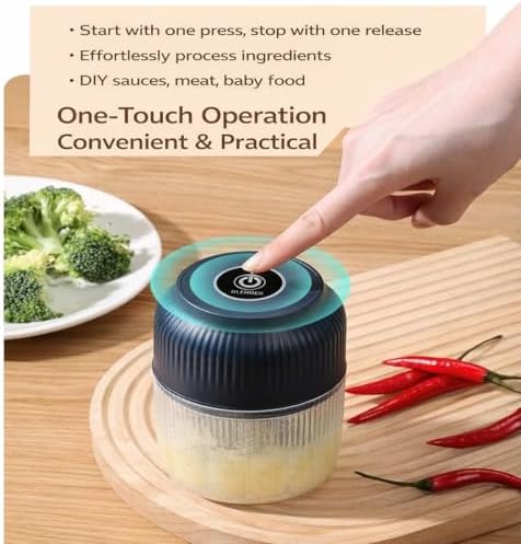Electric Garlic Chopper, 2026 Upgrade Mini Portable Veggie Cutter, USB Charging Wireless Electric Food Chopper, One-Touch, 4 Sharp Stainless Steel Blades for Meat Fruits Vegetables (White) - Image 2