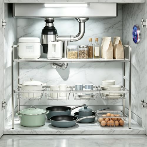 Under Sink Organizer 2 Tier Expandable bathroom Storage