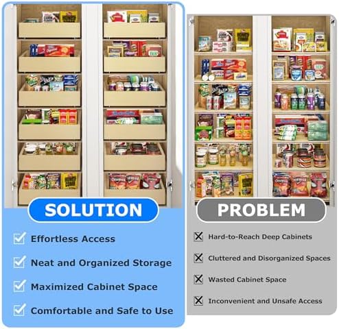 Soft Close Pull Out Cabinet Organizer, 32" W x 22" D Pull Out Drawer for Cabinet, Bottom Mount Pull Out Drawers for Kitchen Cabinets, Durable Pullout Drawers for Home & Kitchen Organization