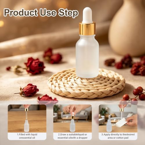 1/2 Oz Clear Frosted Glass Dropper Bottles, 15ml - Image 3