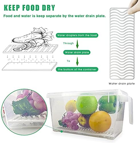 6 Pack Produce Saver Refrigerator Organizer Bins for Fruits and Vegetables- 3 Pack 1.5L + 3 Pack 4.5L