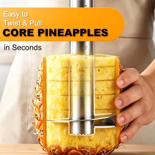 Pineapple Corer and Slicer, Stainless Steel Pineapple Cutter Tool