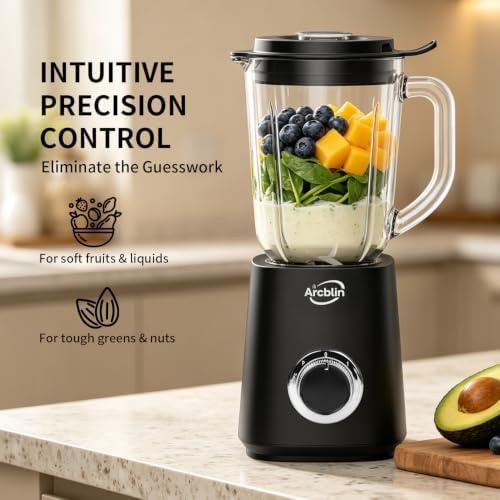 Glass Blender with 51 oz, 1100W, 2 Speeds + Pulse, Black - Image 4