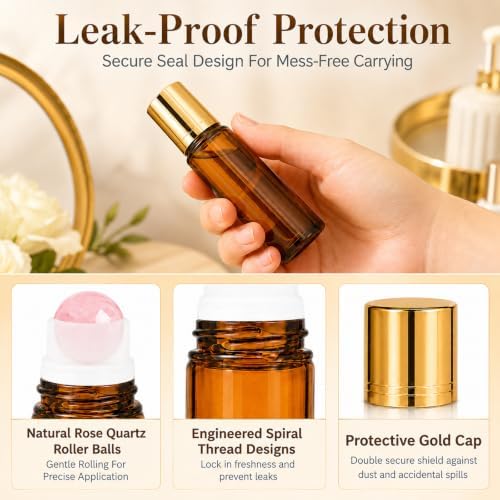 AstraVox 2Pcs 50ml Rose Quartz Refillable Roller Bottles for Essential Oils - Image 3