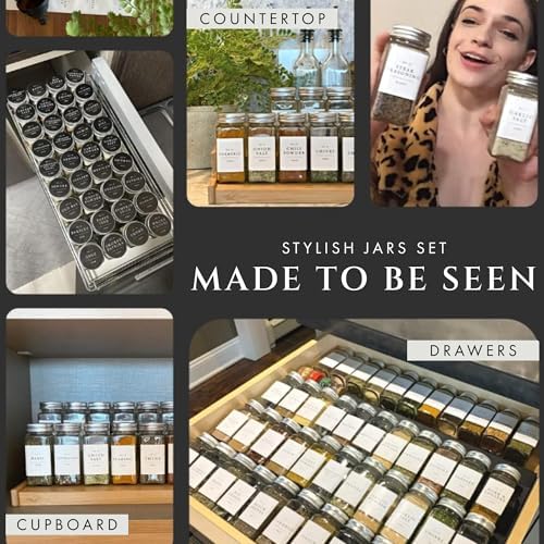 Thick Glass Spice Jars With Labels, Airtight Metal Lids 4oz 24 Pack