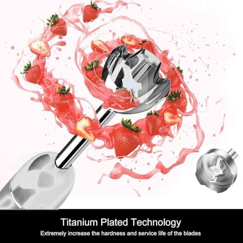 3-in-1 Immersion Hand Blender, 12 Speeds, Titanium Blades, Black