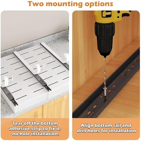 COVAODQ 1 Pack Pull Out Cabinet Organizer Extendable Sliding Slide Out Pantry Shelves Storage No Punch for Kitchen Base Cabinet Organization, Pantry, Bathroom Adjustable Width 12.4" to 20.4"