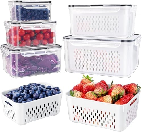 5 PCS Large Fruit storage Containers for Fridge,Food Storage Containers