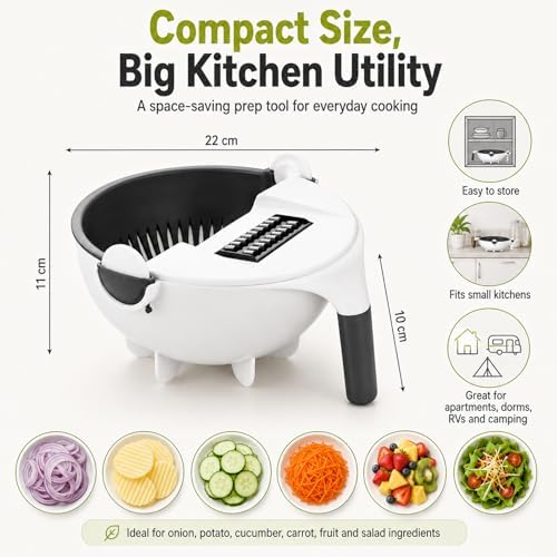 9-in-1 Vegetable Chopper with Drain Basket, Multifunction Food Cutter Slicer Dicer Grater with Interchangeable Blades and Container for Onion, Potato, Cucumber, Fruit and Meal Prep (2Pcs) - Image 7