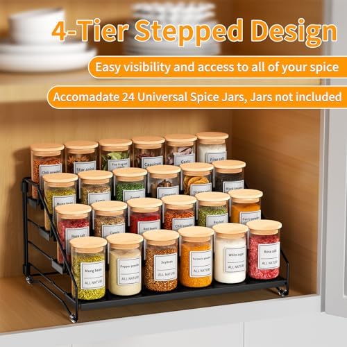 4 Tier Spice Rack Organizer for Cabinet, Depth Adjustable Spice Rack,1 Pack