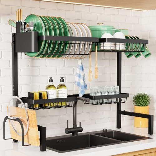 Adjustable Over The Sink Dish Drying Rack, 26.8" -33.9"x21.5"