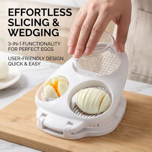Gavigain Egg Slicer for Hard Boiled Eggs 3 Slice Modes Stainless Steel Dicer Heavy Duty Eggs Chopper Tool for Strawberry, Mushroom, Grape, Cherry Tomato - Image 3