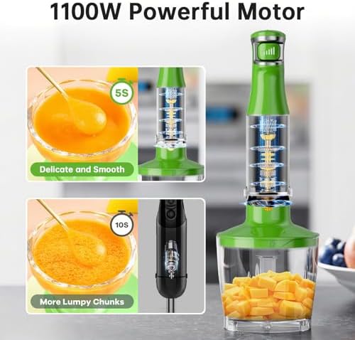 Turelar Immersion Blender Handheld Corded, 1100W 5 in 1 Hand Blender Set - Image 2
