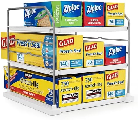 3-Tier Cabinet Organizer, Expandable Shelf for Foil & Wrap Boxes