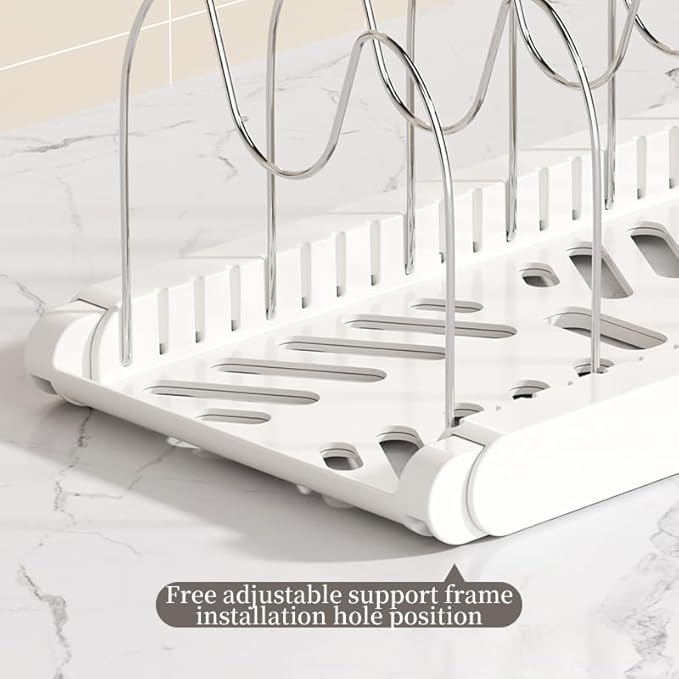 Pot Rack -Expandable Pan Organizer for Cabinet,Pot Lid Holder with 10 Adjustable Compartment for Kitchen Cabinet Cookware Baking Frying Rack,Apricot